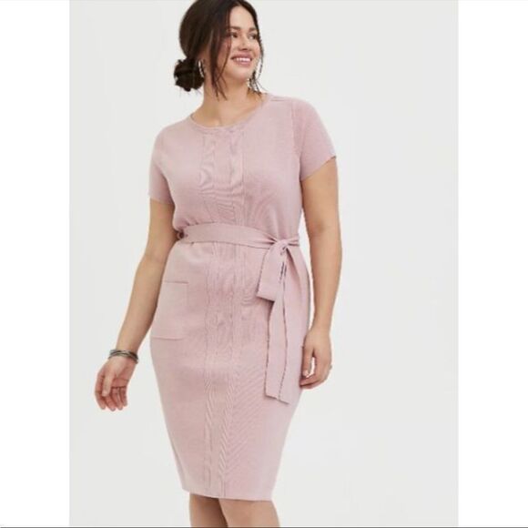Torrid Sweater Knit Self Tie Shift Dress - Picture 1 of 9